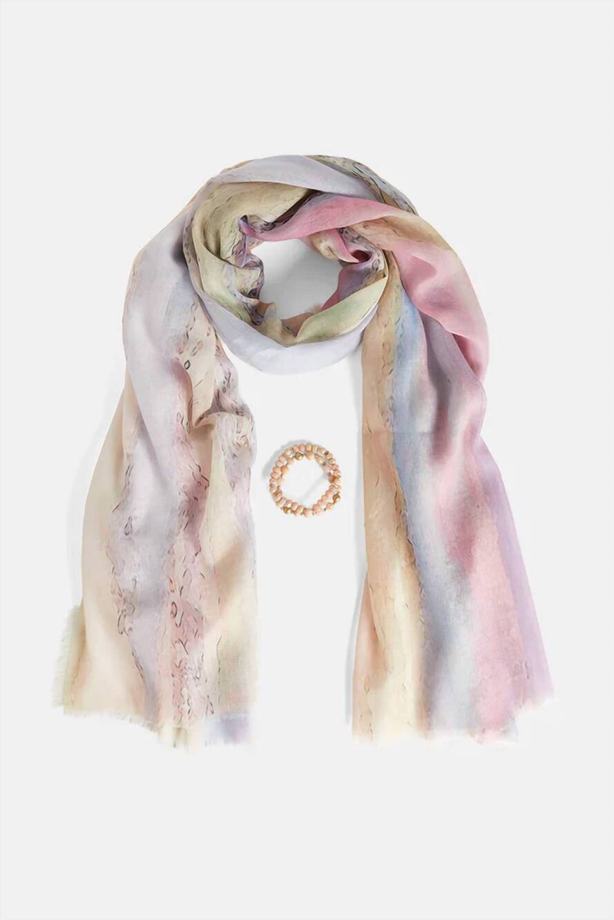 NEW COCO + CARMEN women's scarf and bracelet set in natural